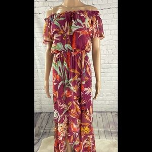 EXPRESS RUFFLE OFF SHOULDER MAXI DRESS